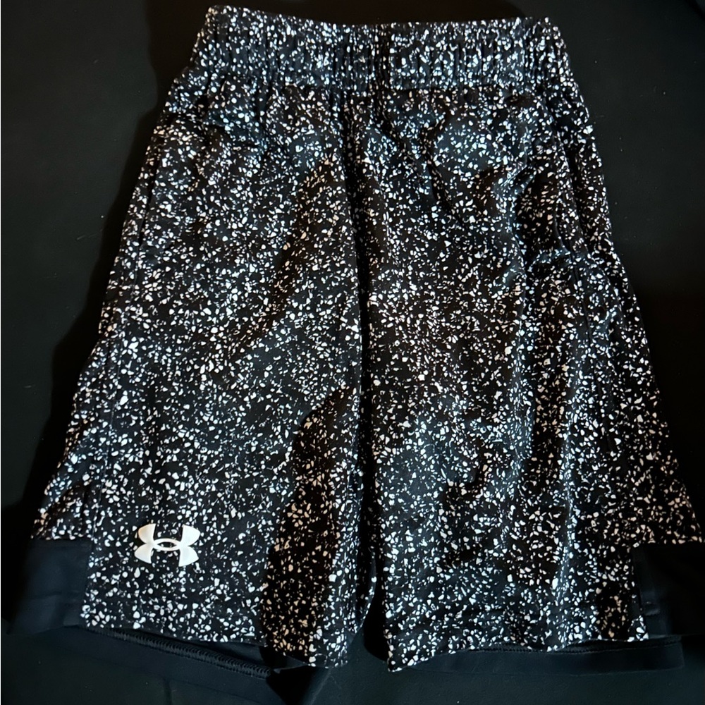 Under Armour Speckled Black and White Athletic Shorts